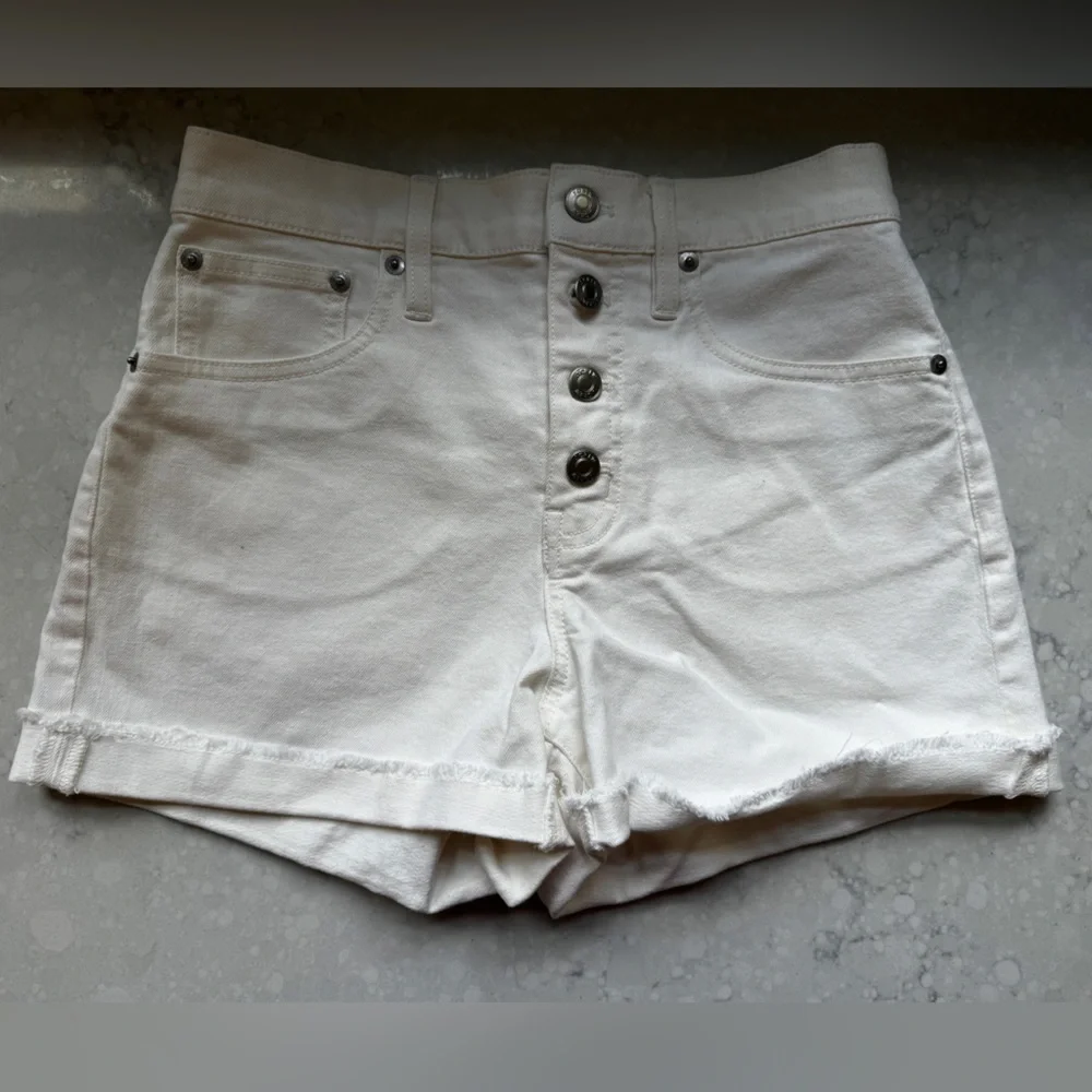 J.Crew Shorts Womens High Rise Button Fly‎ White Denim